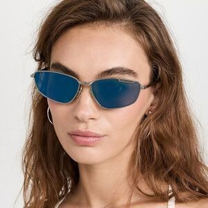 NEW Balenciaga BB0277S 003 Ruthenium Blue Mirrored Geometric Unisex Sunglasses